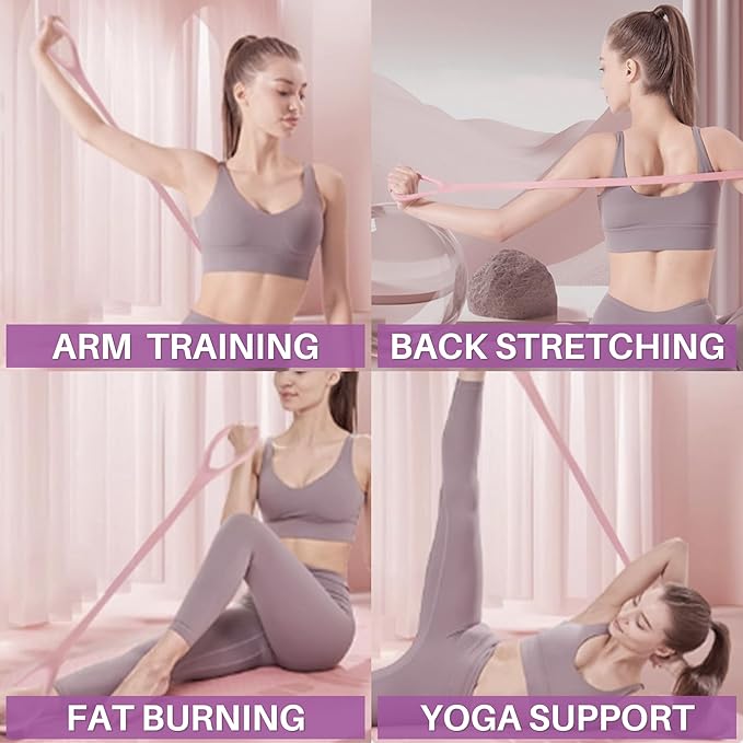 LEZER Figure 8 Resistance Band, Fitness Elastic Rope, Execrise Workout for Arm, Back, Chest and Shoulder, Yoga, Pilates, Stretching, Physical Therapy Equipment-GravixFit