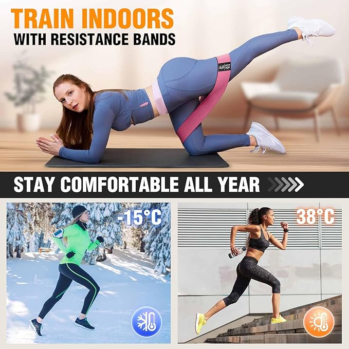 Fabric Resistance Bands for Working Out - Exercise Bands for Women and Men, Booty Bands for Legs and Glute, Yoga, Pilates, Rehab, Fitness and Home Workout-GravixFit