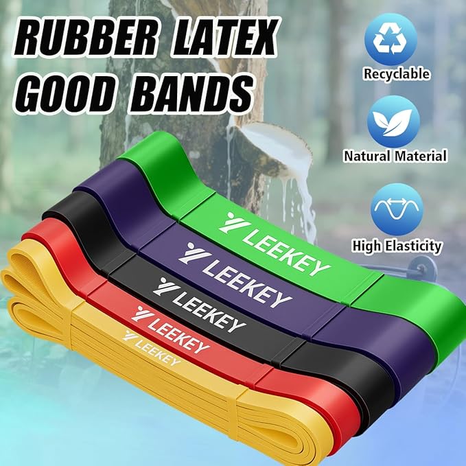 LEEKEY Resistance Bands Set for Pull-Up Assistance & Full-Body Training, Multi-Level Exercise Bands with Bag for Home Workouts, Physical Therapy, Strength Training (Men/Women)-GravixFit