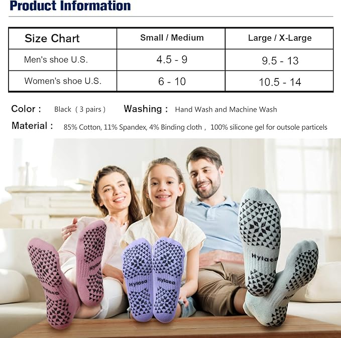 Hylaea Unisex Non Slip Socks with Grip for Yoga, Hospital, Pilates, Barre | Ankle, Cushioned-GravixFit