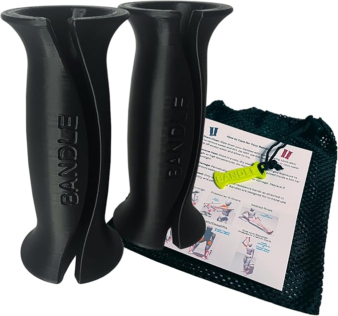 Bandle™ - True Ergonomic Handles for Resistance Bands | Unleash The Full Potential of Pain-Free, Full-Body Workouts | Durable & Comfortable for High-Intensity Training (2 Handles)-GravixFit
