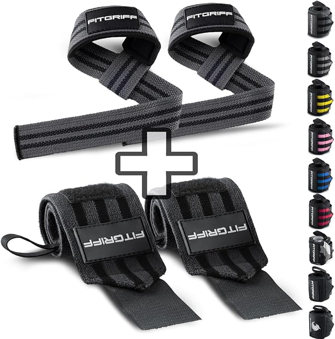 Fitgriff® Lifting Straps & Wrist Wraps (Bundle) Superior Support for Weightlifting & Gym Workouts - for Men and Women-GravixFit