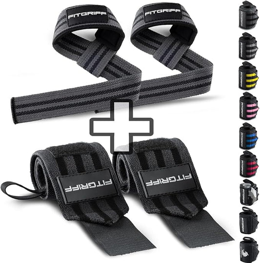 Fitgriff® Lifting Straps & Wrist Wraps (Bundle) Superior Support for Weightlifting & Gym Workouts - for Men and Women-GravixFit