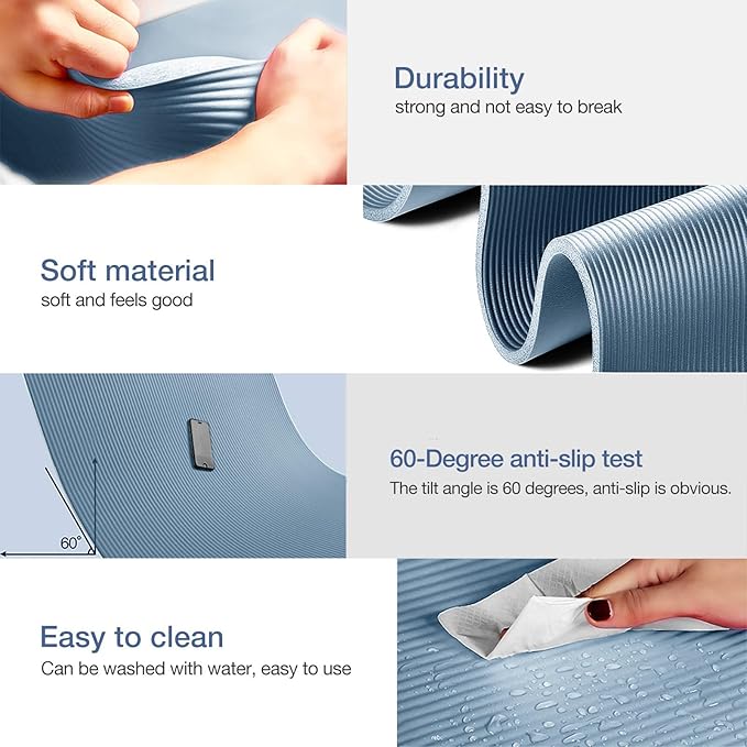 Thick Yoga Mat Non Slip, Large Size 72" L x 32" W x 0.6" TH, Premium Exercise & Fitness Mat with Carrying Strap and Bag, Workout Mats for Home-GravixFit