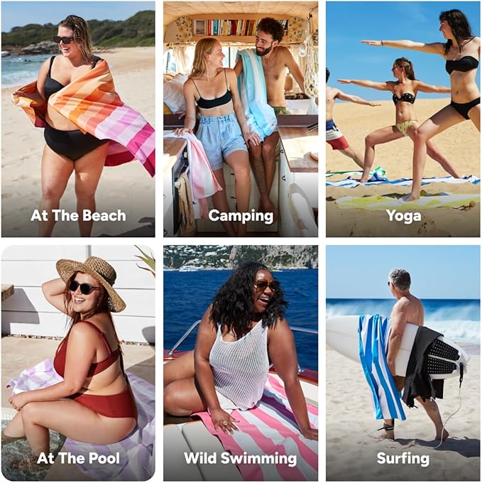 Dock & Bay Quick Drying Towel - for Sports & Gym - Compact, Lightweight - 100% Recycled - Includes Bag - Summer - Miami Sorbet, Extra Large (200x90cm, 78x35)-GravixFit