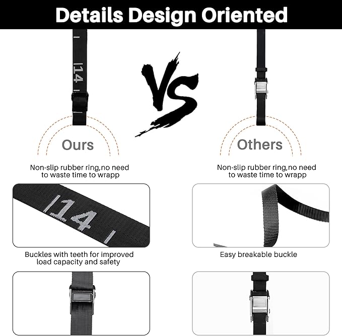 Teamaze Gymnastics Rings Straps with 15 FT Adjustable Number Buckle for Pull-Up Bar Workout Exercise Gym Hanging Rings Indoor (One Pair Strap Only)-GravixFit