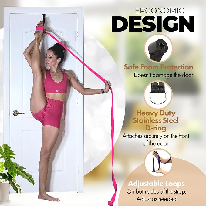 Pilates Stretching Strap with Door Anchor - Flexibility Equipment for Pilates Practitioners - Ideal for Improving Leg Flexibility, Core Stability, and Posture Alignment at Home-GravixFit