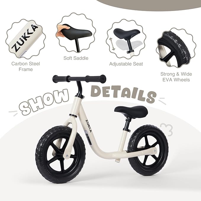 12 inch Toddler Balance Bike Adjustable Handlebar & Seat Anti-Slip Grip Suitable for 2-5 Years Old with Footrest Lightweight for Tolddlers Boys Girls Multiple Colors to Choose-GravixFit