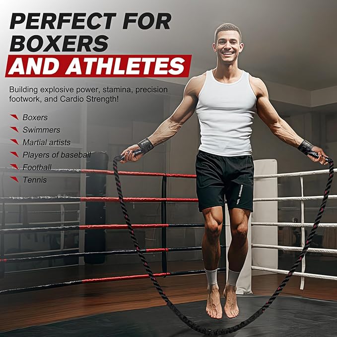 HPYGN Jump Rope, Weighted Jump Rope for Men women, 2.8lb 3.8lb 5lb Heavy Skipping Rope for Exercise, Adult Jumpropes for Home Workout, Improve Strength and Building Muscle,Total Body Workout Equipment-GravixFit