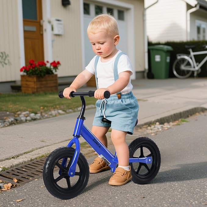 12 inch Toddler Balance Bike Adjustable Handlebar & Seat Anti-Slip Grip Suitable for 2-5 Years Old with Footrest Lightweight for Tolddlers Boys Girls Multiple Colors to Choose-GravixFit