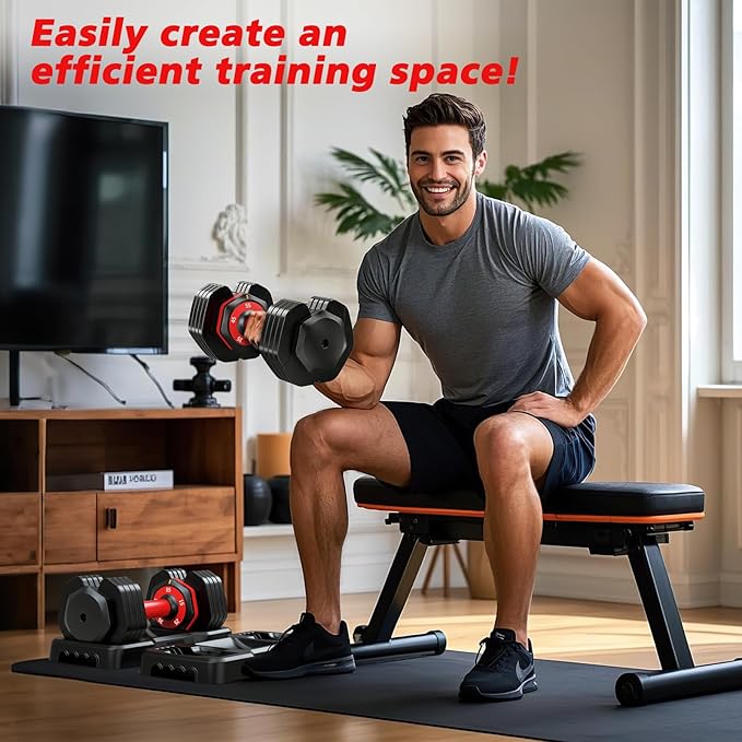Adjustable Dumbbells Set of 2, 1 Hand Adjustable Weights Dumbbells Set, 5 in 1/10 in 1 Free Dumbbell with Anti-Slip Texture Handle, 25/55/80lb Pair Weight Set For Home Gym Suit both Men and Women-GravixFit
