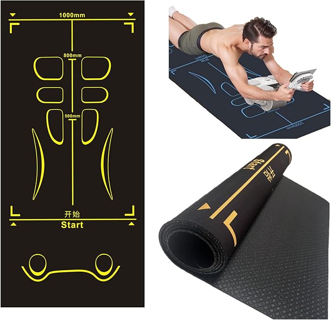 Non-Slip Workout Mat for Ab Roller Wheel, Exercise Mat with Storage Bag, 7mm Extra Thick Exercise Equipment Yoga Floor Mats Home & Gym Sound Insulation Protection Pads-GravixFit