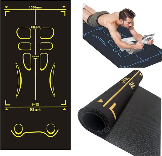 Non-Slip Workout Mat for Ab Roller Wheel, Exercise Mat with Storage Bag, 7mm Extra Thick Exercise Equipment Yoga Floor Mats Home & Gym Sound Insulation Protection Pads-GravixFit