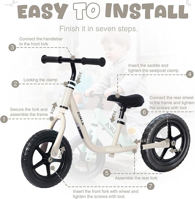 12 inch Toddler Balance Bike Adjustable Handlebar & Seat Anti-Slip Grip Suitable for 2-5 Years Old with Footrest Lightweight for Tolddlers Boys Girls Multiple Colors to Choose-GravixFit