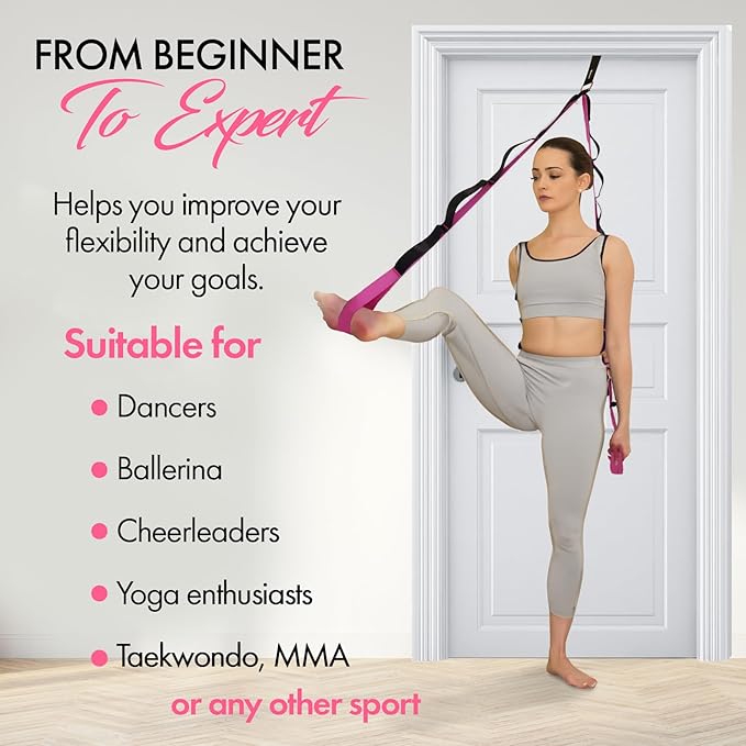 10-Loop Yoga Strap with Door Anchor – Stretch Strap for Flexibility, Deep Stretching, and Improved Balance – Perfect Yoga Accessory for All Fitness Levels-GravixFit