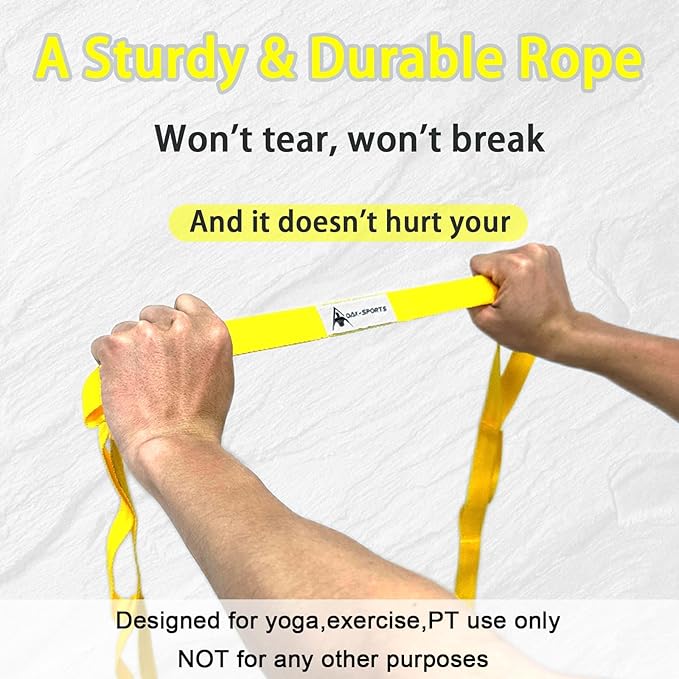 Stretching Strap Yoga Strap with Loops, Stretch Straps for Physical Therapy, Non-Elastic Exercise Strap for Pilates, Dance and Gymnastics with Workout Guide-GravixFit