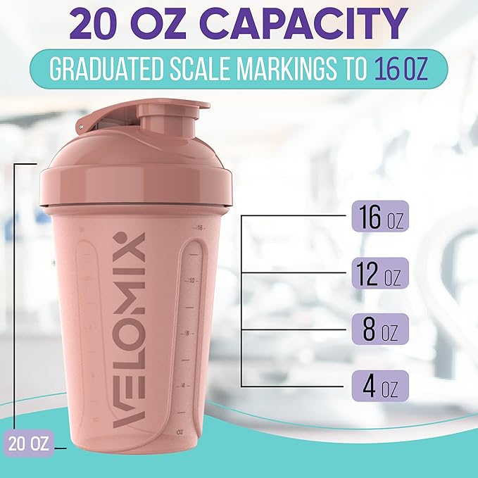 '-6 PACK- 20 OZ Protein Shaker Bottles for Protein Mixes, Shaker Cups for Protein Shakes, Small Shaker Bottle Pack, Shaker Cup, Shakers for protein Shakes (Pastel Shades - 6 Pack)-GravixFit