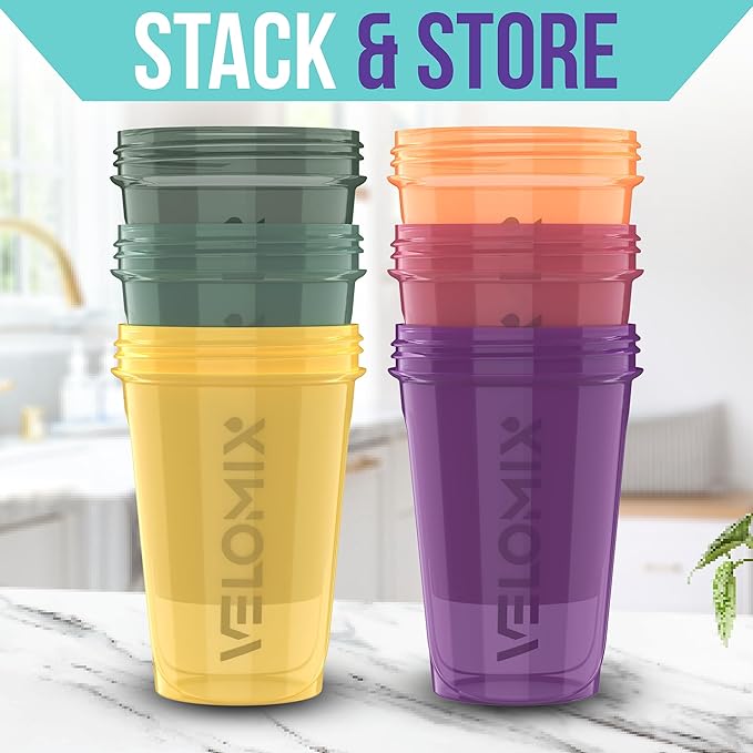 '-6 PACK- 20 OZ Protein Shaker Bottles for Protein Mixes, Shaker Cups for Protein Shakes, Small Shaker Bottle Pack, Shaker Cup, Shakers for protein Shakes (Nature Tones - 6 Pack)-GravixFit