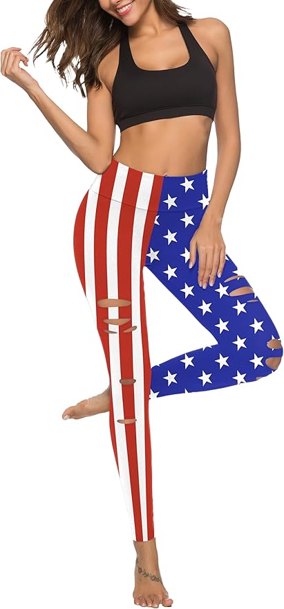 DIBAOLONG Womens High Waist Yoga Pants Cutout Ripped Tummy Control Workout Running Yoga Skinny Leggings-GravixFit