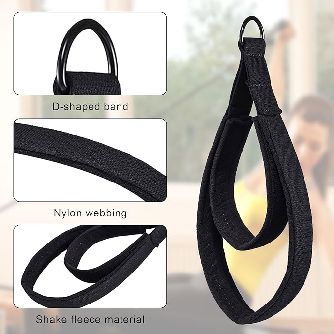 Pilates Double Loop Straps for Reformer, D Ring Straps Handle, Yoga Exercise Straps, 2 PCS-GravixFit