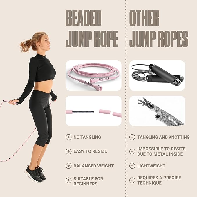 Sportbit Elite Beaded Jump Rope - Adjustable Speed Rope for Fitness, CrossFit, Boxing - Tangle-Free, Lightweight-GravixFit