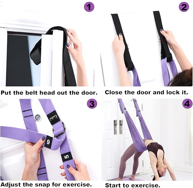 Tchrules Leg Stretcher Strap, Backbend Training Belt with Door Anchor, Flexibility Trainer Stretching Equipment Assist Stretch Strap for Fitness Gymnastics Dance Aerial Yoga Ballet-GravixFit