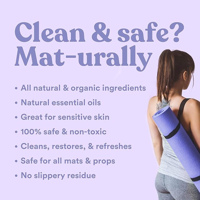 ASUTRA Yoga Mat Cleaner Spray (Peaceful Lavender), 4 fl oz - No Slippery Residue, Organic Essential Oils, Deep-Cleansing for Fitness Gear & Gym Equipment, Microfiber Towel Included-GravixFit