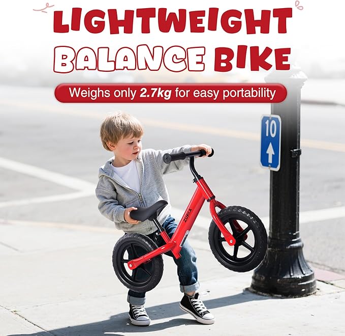 12 inch Toddler Balance Bike Adjustable Handlebar & Seat Anti-Slip Grip Suitable for 2-5 Years Old with Footrest Lightweight for Tolddlers Boys Girls Multiple Colors to Choose-GravixFit