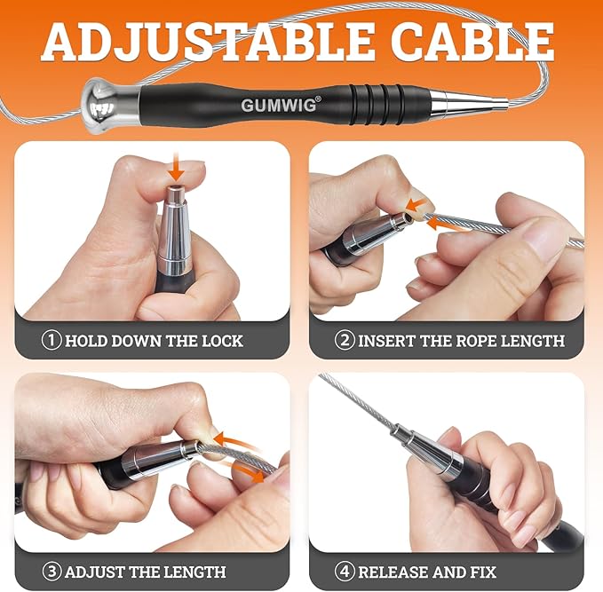 High Speed Jump Rope for Adults Men Women, Double Under Jumping Ropes for Workout Fitness Professional Training Boxing, Weighted Skipping Workout with Tang-free Cable, Stainless Steel Handle with Removable Counterweight Rob-GravixFit