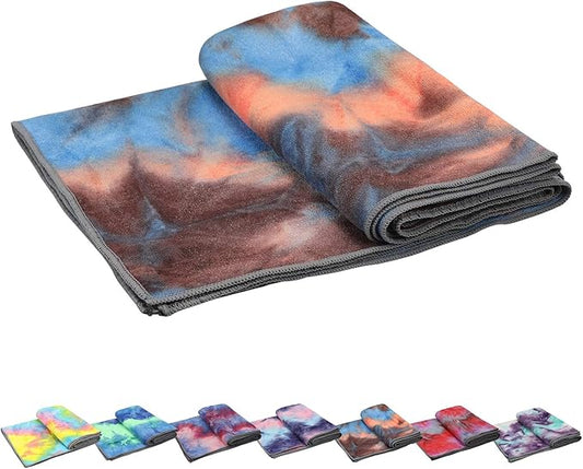 Yoga Towels , Non Slip Hot Yoga Towel Skidless Waffle Texture, 100% Absorbent Odorless Microfiber Yoga Blanket, Standard Sized 24 x72 in Mat Towel,for Hot Yoga, Bikram, Pilates ( Blue & Grey)…1-GravixFit