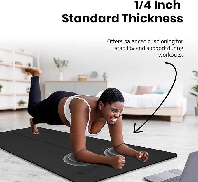 Extra Wide Yoga Mat for Men Women (72"L x 36"W) Non Slip Fitness & Exercise Mat with Alignment Marks for Yoga, Pilates, Floor Workouts-GravixFit