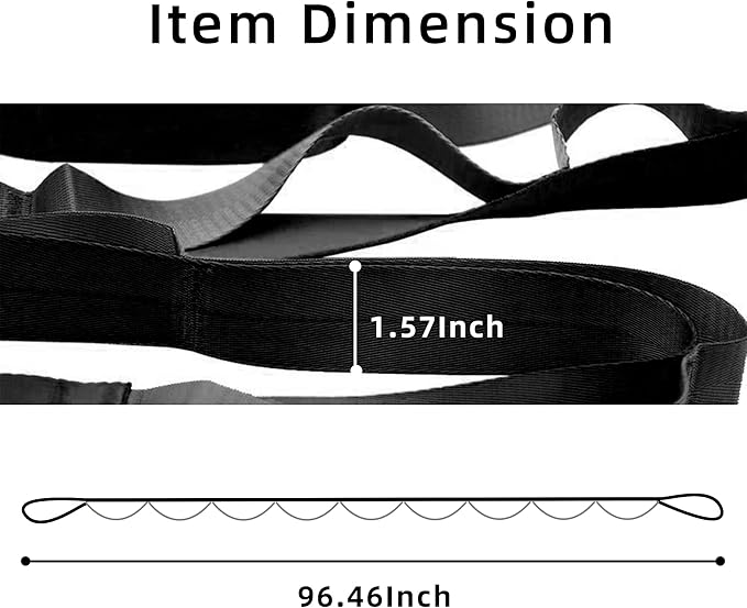 SANKUU Yoga Straps Stretching Strap with 12 Loops Workout Poster, Straps for Stretching Physical Therapy Equipment Long Stretch Out Bands for Exercise, Pilates and Gymnastics for Women Men-GravixFit