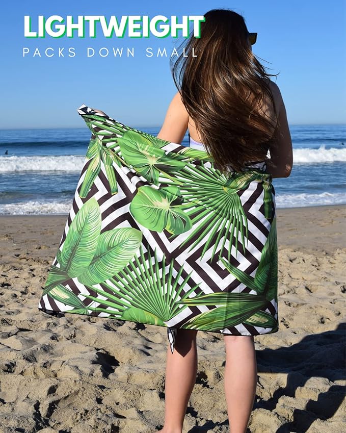 ECCOSOPHY Microfiber Beach Towel - Sand Free Towels are Quick Dry, Light Weight, Super Absorbent - Perfect Pool, Travel, Cruise, Camping Essentials - Oversized Extra Large for Adults 71x35 in-GravixFit