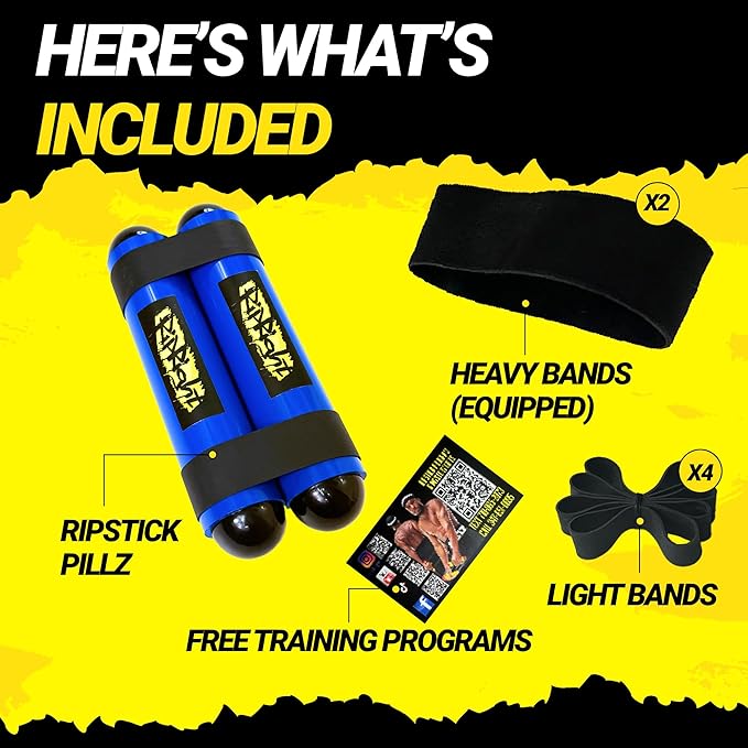 Premium RipStick Pillz, Workout Equipment for Joint Rehab, Shoulder Strength, Resistance Training, and Muscle Building, with 6 Adjustable Resistance Bands-GravixFit