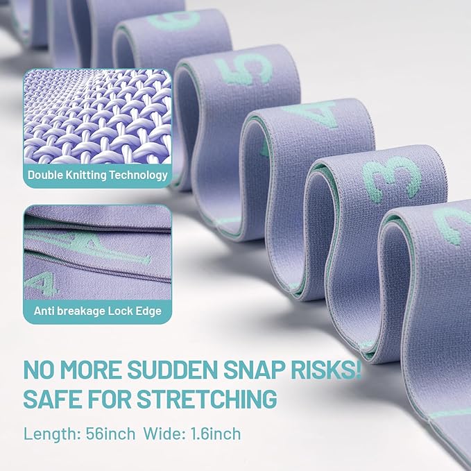 Slim Panda Stretch Strap, Dance Stretch Bands Flexibility, Elastic Yoga Stretching Strap with 9 Loops for Physical Therapy, Pilates, Yoga, Ballet, Gymnastics Stretching Bands for Exercise-GravixFit