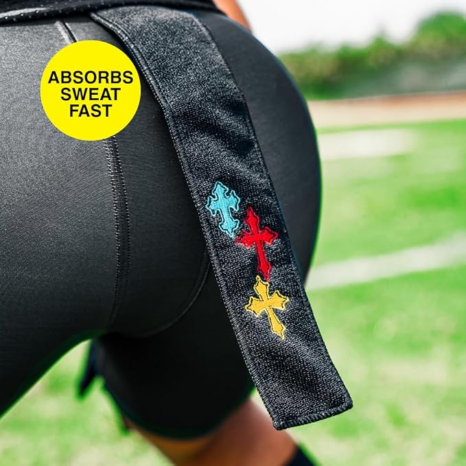 SLEEFS Crosses Chroma Black Thin Football Towel-GravixFit