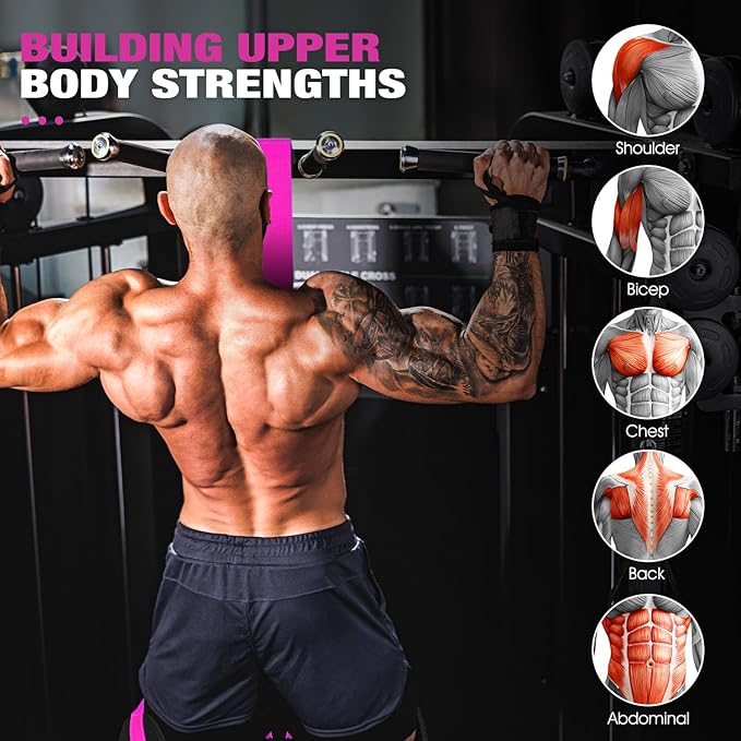 HPYGN Pull Up Assistance Bands, Heavy Duty Resistance Band for Pull Up Bar, Adjustable Weight/Size with Fabric Feet/Knee Rest, Bands for Pull Up Assist for Strength Training, Pull Up Assist Band-GravixFit