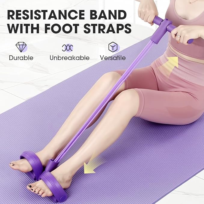 21 Fitness Resistance Bands-6 Tube Pedal Ankle Puller | 2025 Upgrade 6-Level Elastic Exercise Bands with Yoga Pedal | Natural Latex Workout Equipment for Sit Up/ABS/Leg Training (Women & Men)-GravixFit