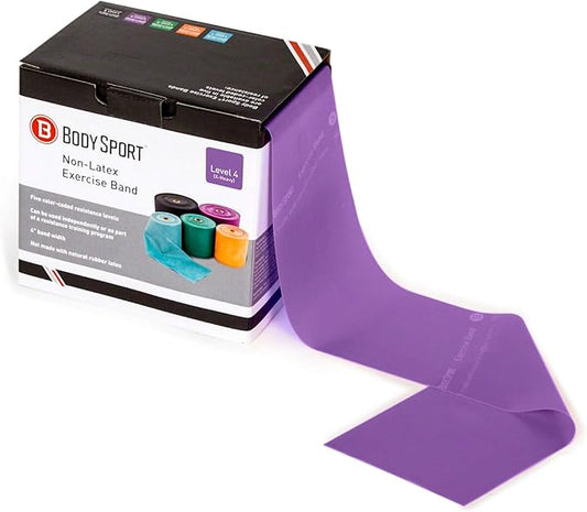 Body Sport Exercise Band, 50 yd. x 4 in. Roll, Extra Heavy Resistance - Home & Gym Fitness Equipment for Stretching, Strength Training & Physical Therapy (Purple)-GravixFit