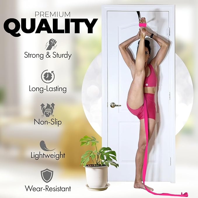 Pilates Stretching Strap with Door Anchor - Flexibility Equipment for Pilates Practitioners - Ideal for Improving Leg Flexibility, Core Stability, and Posture Alignment at Home-GravixFit