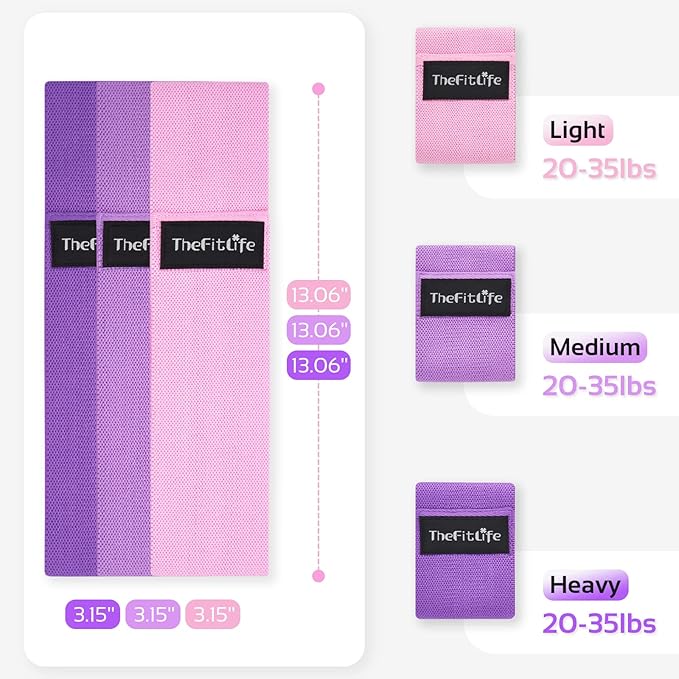 TheFitLife Resistance Exercise Bands for Women - Fabric Workout Bands for Booty, Hip, Glute, Leg, Thigh, Squat, Butt Lift Excersize and Fitness Loop Bands for Home Gym-GravixFit