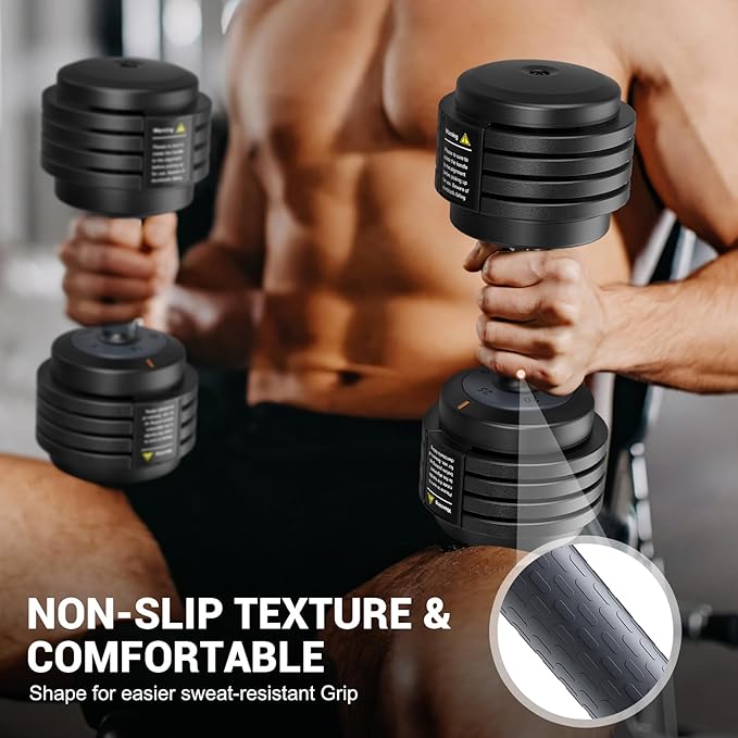 Adjustable Dumbbells Set of 2, 1 Hand Adjustable Weights Dumbbells Set, 5 in 1/10 in 1 Free Dumbbell with Anti-Slip Texture Handle, 25/55/80lb Pair Weight Set For Home Gym Suit both Men and Women-GravixFit