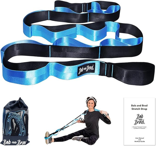 BOB AND BRAD 12 Loop Yoga Stretch Strap - Non-elastic for Stretching, Physical Therapy, Pilates, Dance, Gymnastics, and Athletic Trainers With Carry Bag-GravixFit