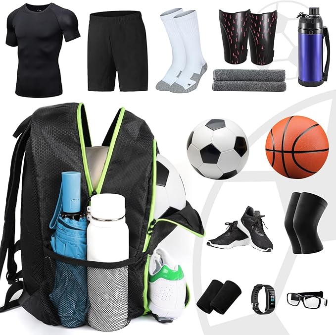 YOREPEK Soccer Backpack,Soccer Bag with Ball Holder, Water resistant Sport Equipment Bags Fit Basketball Volleyball Football-GravixFit