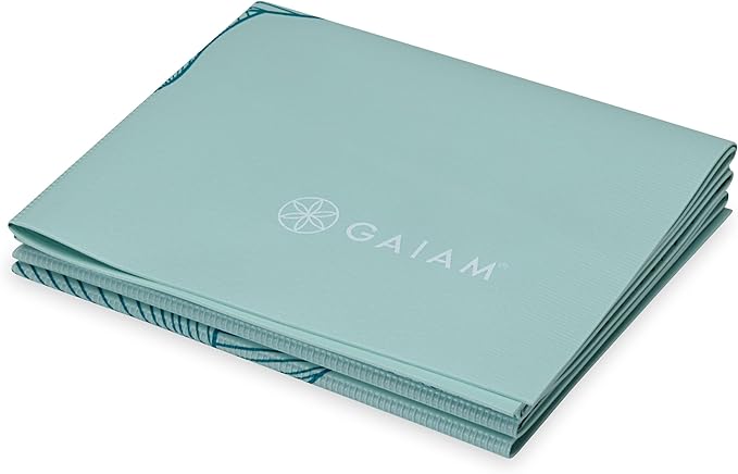 Gaiam Yoga Mat - Folding Travel Fitness & Exercise Mat - Foldable Yoga Mat for All Types of Yoga, Pilates & Floor Workouts (68"L x 24"W x 2mm Thick)-GravixFit