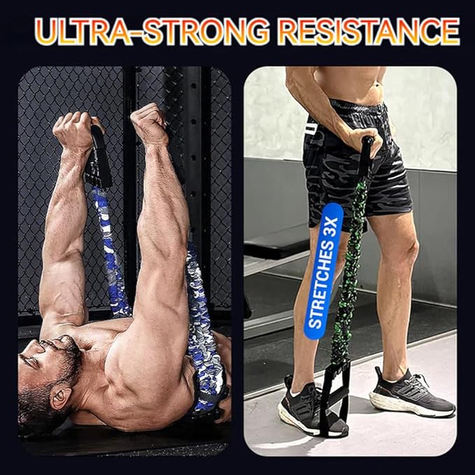 Natural Latex 3-Hole Resistance Stretcher, 2025 New Chest Expander Stretch Bands for Men, High Elasticity & Tear Resistant Exercise Bands with Handles, Full-Body Basic Training-GravixFit