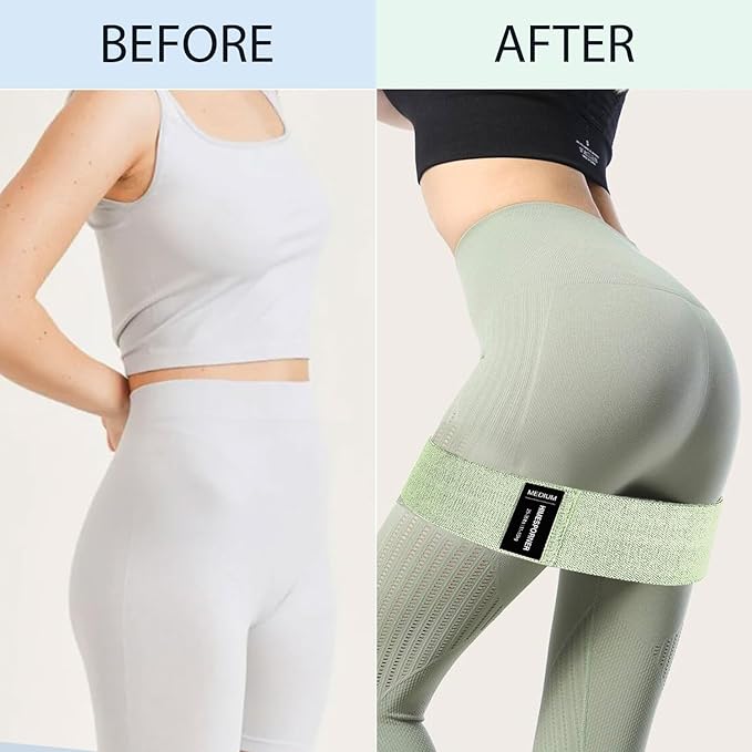 Wide Fabric Resistance Bands Set for Working Out, Non-Slip Exercise Booty Bands for Women & Men Leg and Glutes with Hair Ties and Tape Measure - for Home Gym Workout, Yoga, Pilates-GravixFit