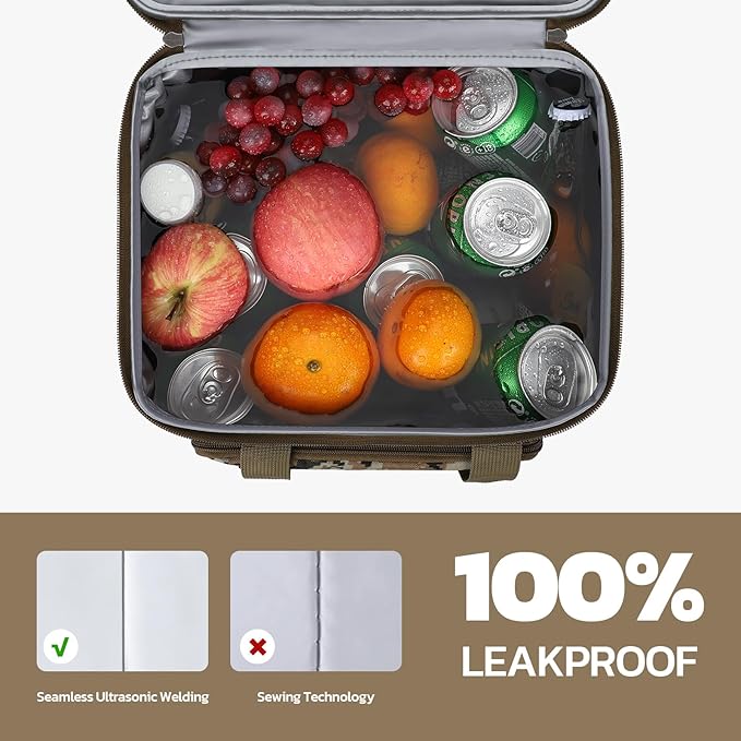 Maelstrom Tactical Lunch Box for Men, 23L Insulated Lunch Bag, Expandable Double Deck Cooler Bag, Lightweight Leakproof Tote Bag With Side Tissue Pocket, Suit For Men and Women, Camouflage-GravixFit