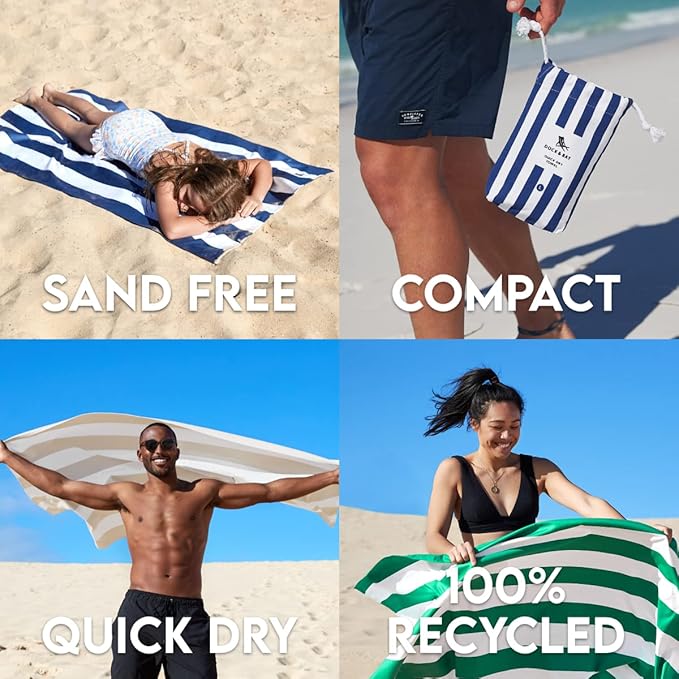 Dock & Bay Beach Towel - Quick Dry, Sand Free - Compact, Lightweight - 100% Recycled - Includes Bag - Cabana Light - Lombok Lilac - Extra Large (200x90cm, 78x35)-GravixFit