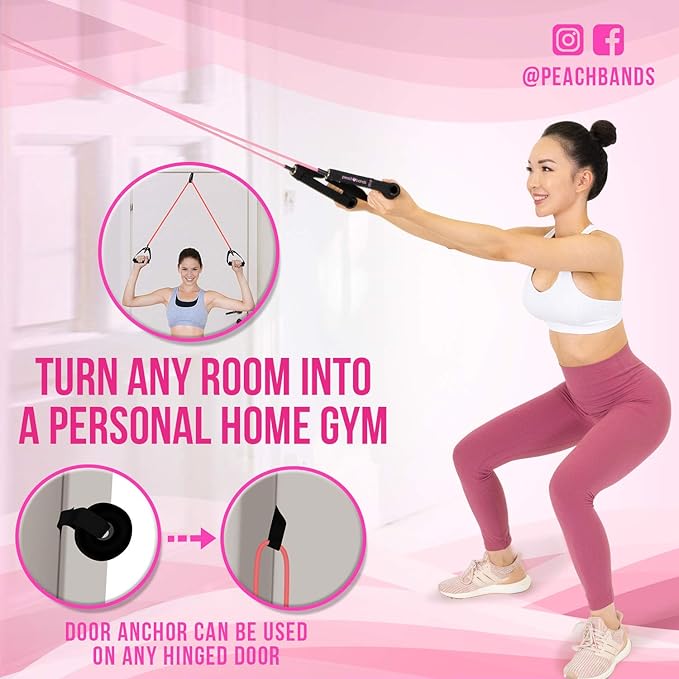 Peach Bands Resistance Tube Bands Set - Exercise Bands with Handles, Door Anchor and Workout Guide-GravixFit